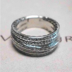 David Yurman Sterling Silver Stacked Band Crossover Ring 7